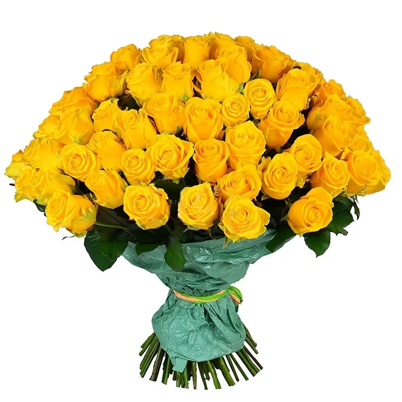 Букет из 101 ярко желтой розы