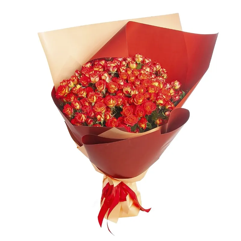 Композиция из 51 кустовой розы премиум